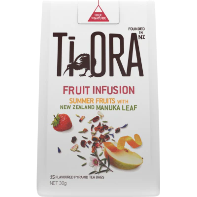 Ti Ora Fruit Infusion Summer Fruits With New Zealand Manuka Leaf Pyramid Tea Bags 15pk