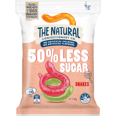 TNCC 50% Less Sugar Snakes 130g