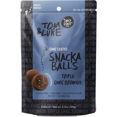 Tom & Luke Triple Chocolate Brownie Choc Coated Snackaballs 128g