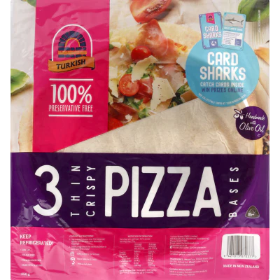 Turkish Bread Thin Crispy Pizza Bases 450g