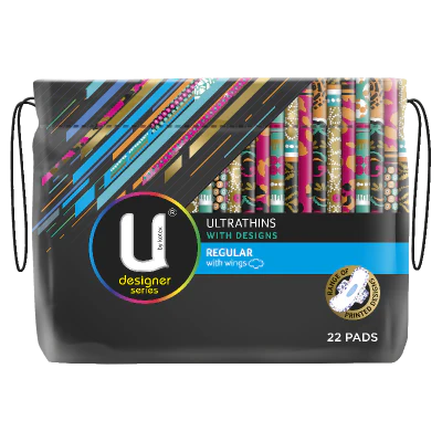 U By Kotex Designer Ultrathins Regular Pads With Wings 22pk