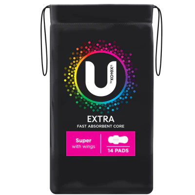 U By Kotex Extra Super Pads With Wings 14pk