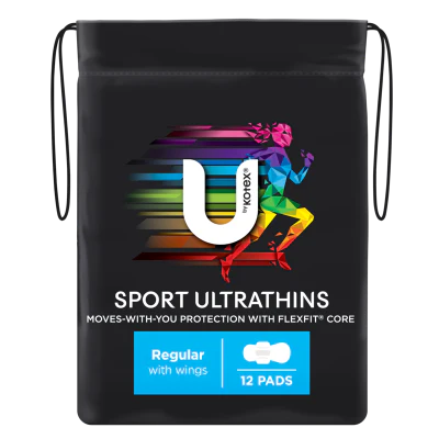 U By Kotex Sport Ultrathins Regular Pads With Wings 12pk