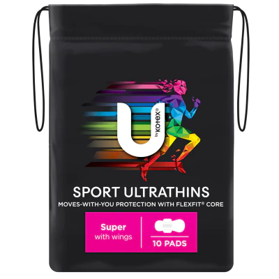 U By Kotex Sport Ultrathins Super Pads With Wings 10pk