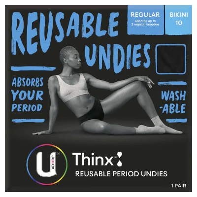 U By Kotex Thinx Period Underwear Black Bikini Size 10 1pk