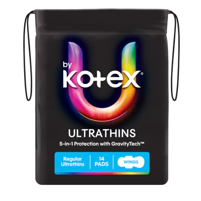 U By Kotex Ultrathins Regular Pads With Wings 14pk