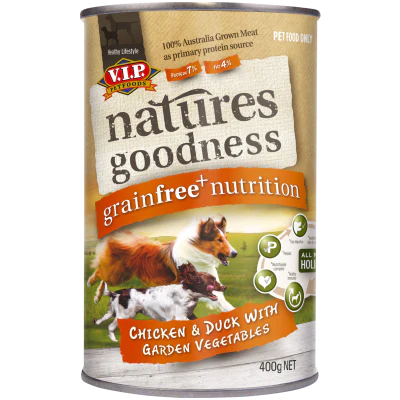 V.I.P Petfoods Natures Goodness Chicken Duck Garden Vegetables Dog Food 400g