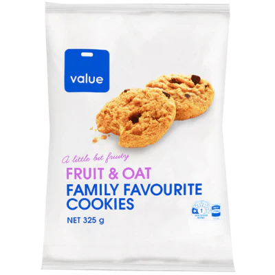 Value Fruit & Oats Cookies 325g