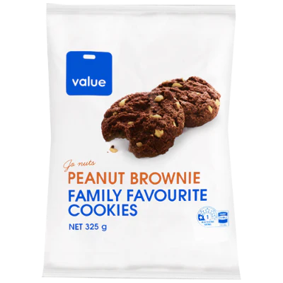 Value Peanut Brownie Family Favourite Cookies 325g