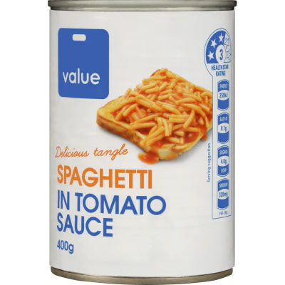 Value Spaghetti In Tomato Sauce 410g