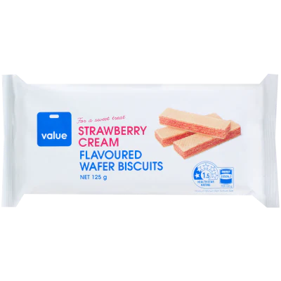 Value Strawberry Cream Wafer Biscuits 125g