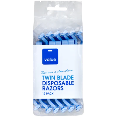 Value Twin Blade Disposable Razors 12pk