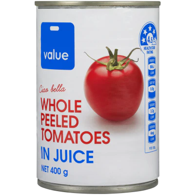 Value Whole Peeled Tomatoes 400g