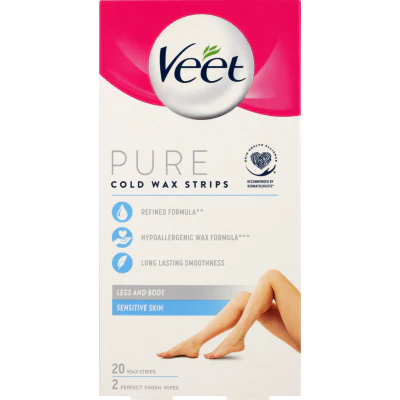 Veet Pure Cold Wax Sensitive Skin Leg Strips 20pk