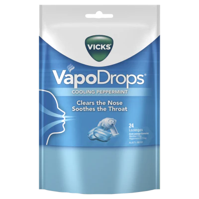 Vicks VapoDrops Cooling Peppermint Lozenges 24pk