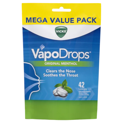 Vicks VapoDrops Original Menthol Lozenges 42pk