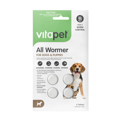 VitaPet All Wormer For Dogs And Puppies 4pk