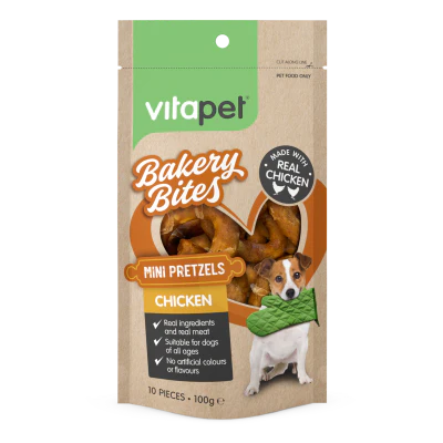 VitaPet Bakery Bites Chicken Mini Pretzel Dog Treats 10pk