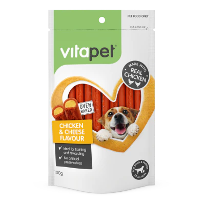 VitaPet Cheese & Chicken Flavour Duo Sticks Dog Treats 100g