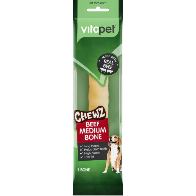 VitaPet Chewz Beef Medium Bone Dog Treats 1pk