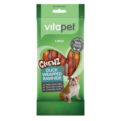 VitaPet Chewz Duck Wrapped Rawhide Dog Treats 5pk
