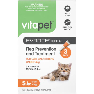 VitaPet Evance Topical Flea Prevention And Treatment for Cats And Kittens under 4kg 3pk