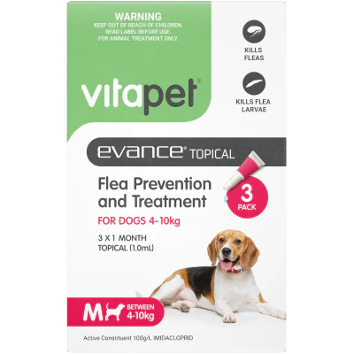 VitaPet Evance Topical Flea Prevention And Treatment for Dogs 4-10kg 3pk