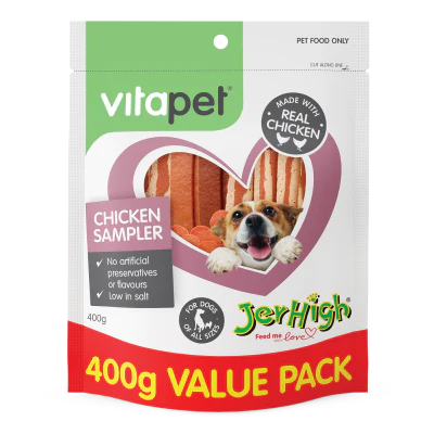 VitaPet Jerhigh Chicken Sampler Dog Treats 400g