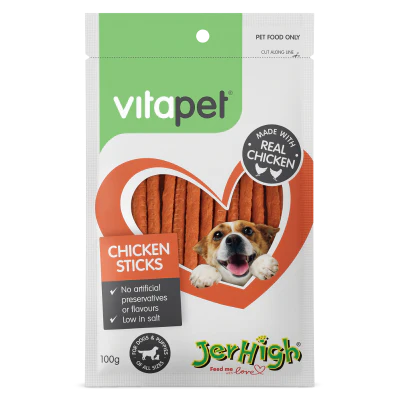 VitaPet Jerhigh Chicken Sticks Dog Treats 100g