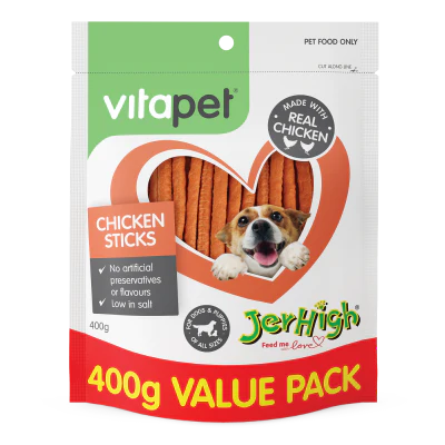 VitaPet Jerhigh Chicken Sticks Dog Treats 400g