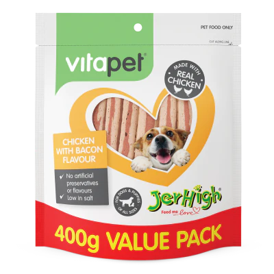 VitaPet Jerhigh Chicken With Bacon Flavour Dog Treats 400g