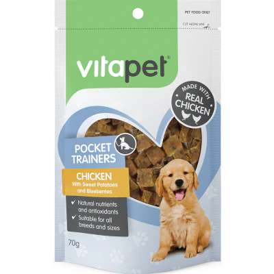 VitaPet Pocket Trainers Chicken Sweet Potato & Blueberries Dog Treats 70g