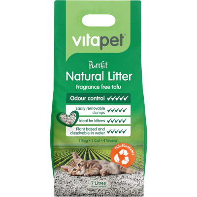 VitaPet Purfitt Fragrance Free Tofu Natural Cat Litter 7l