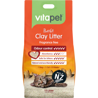 VitaPet Purrfit Fragrance Free Clay Cat Litter 15l