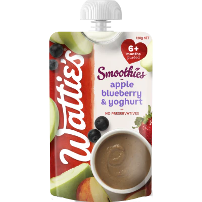 Wattie's For Baby Apple Blueberry & Yoghurt Smoothies 6+ Months Pureed 120g