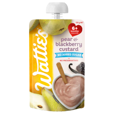Wattie's For Baby Pear & Blackberry Custard 6+ Months Smooth 120g
