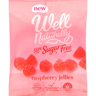 Well Naturally 99% Sugar Free Raspberry Jellies 90g