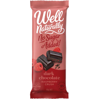 Well Naturally No Sugar Added Dark Chocolate Block 90g
