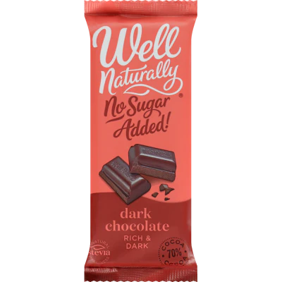 Well Naturally No Sugar Added Rich & Dark Chocolate Block 90g
