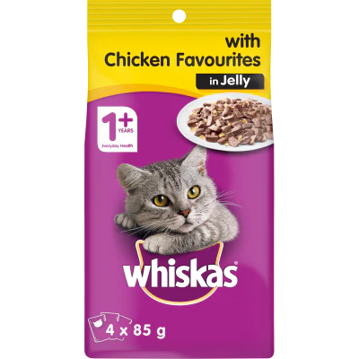 Whiskas Chicken Favourites in Jelly Wet Cat Food Pouches 4pk