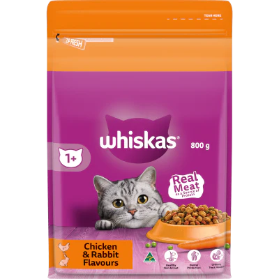 Whiskas Chicken & Rabbit Flavours Adult Dry Cat Food 800g