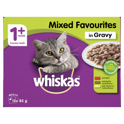 Whiskas Mixed Favouites in Gravy Wet Cat Food Pouches 12 x 85g