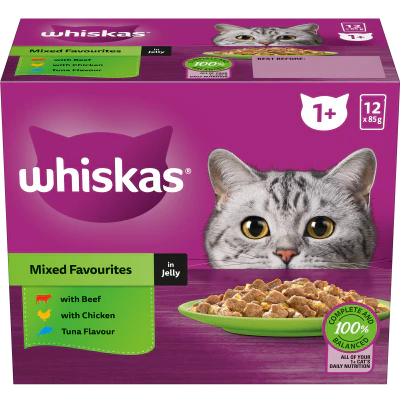 Whiskas Mixed Favourites In Jelly Wet Pouches Cat Food 12 x 85g