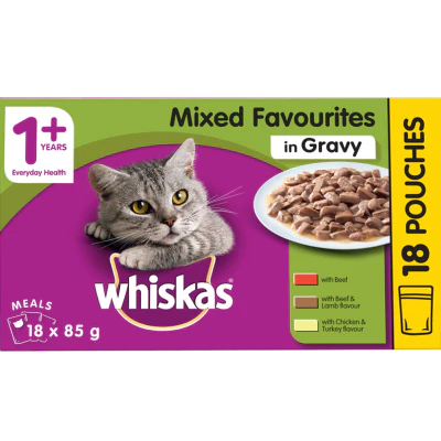 Whiskas Mixed Selection In Gravy Wet Cat Food Pouches 18pk