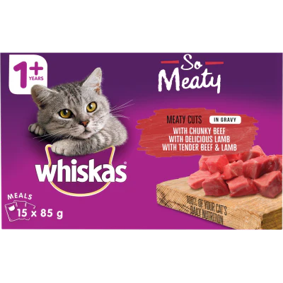 Whiskas So Meaty Cuts In Gravy Wet Cat Food Pouches 15 x 85g