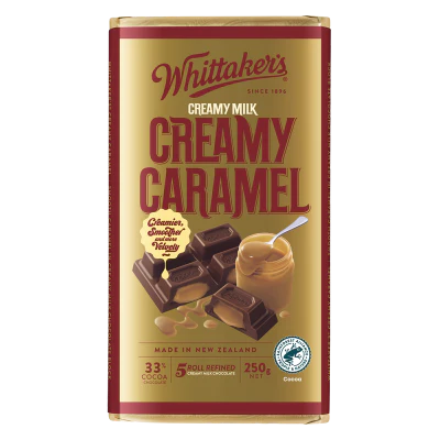 Whittaker's Creamy Caramel 33% Cocoa Milk Chocolate Block 250g