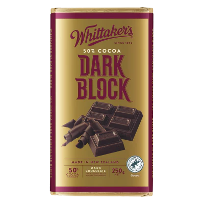 Whittaker's Dark Block 50% Cocoa Dark Chocolate Block 250g