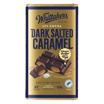 Whittaker's Dark Salted Caramel 62% Cocoa Dark Chocolate Block 250g