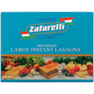 Zafarelli Oven Ready Large Instant Lasagna Sheets 200g